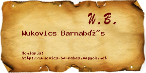 Wukovics Barnabás névjegykártya